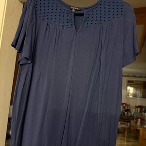 Papermoon Blue Blouse with Eyelet Detail